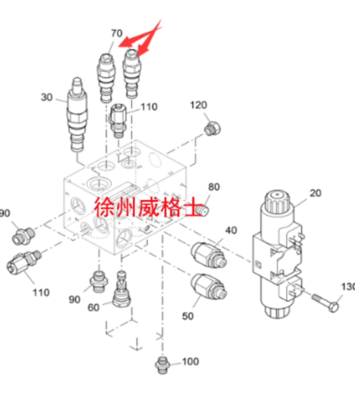 进口摊铺机找平溢流阀22512